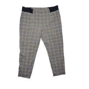 Terra & Sky Black White Hohbdstioth Plaid Pull-On Office/Casual Crop Pants 1X